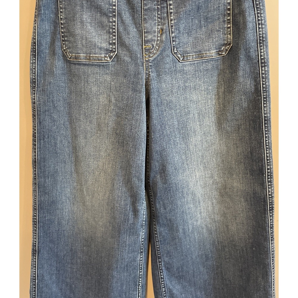 Spanx Air Essential Wide Leg High Rise Patch Pocket Jeans Pull-On Size M Stretch - Picture 6 of 16